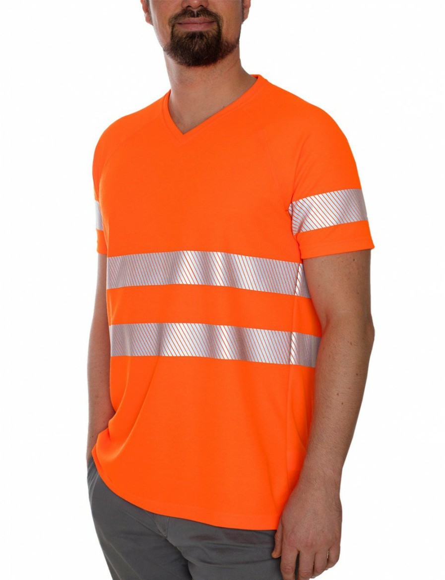 Arbeitsschutz IQ UV | Uv T-Shirt Arbeitsschutz Hochsichtbar Mit V-Ausschnitt