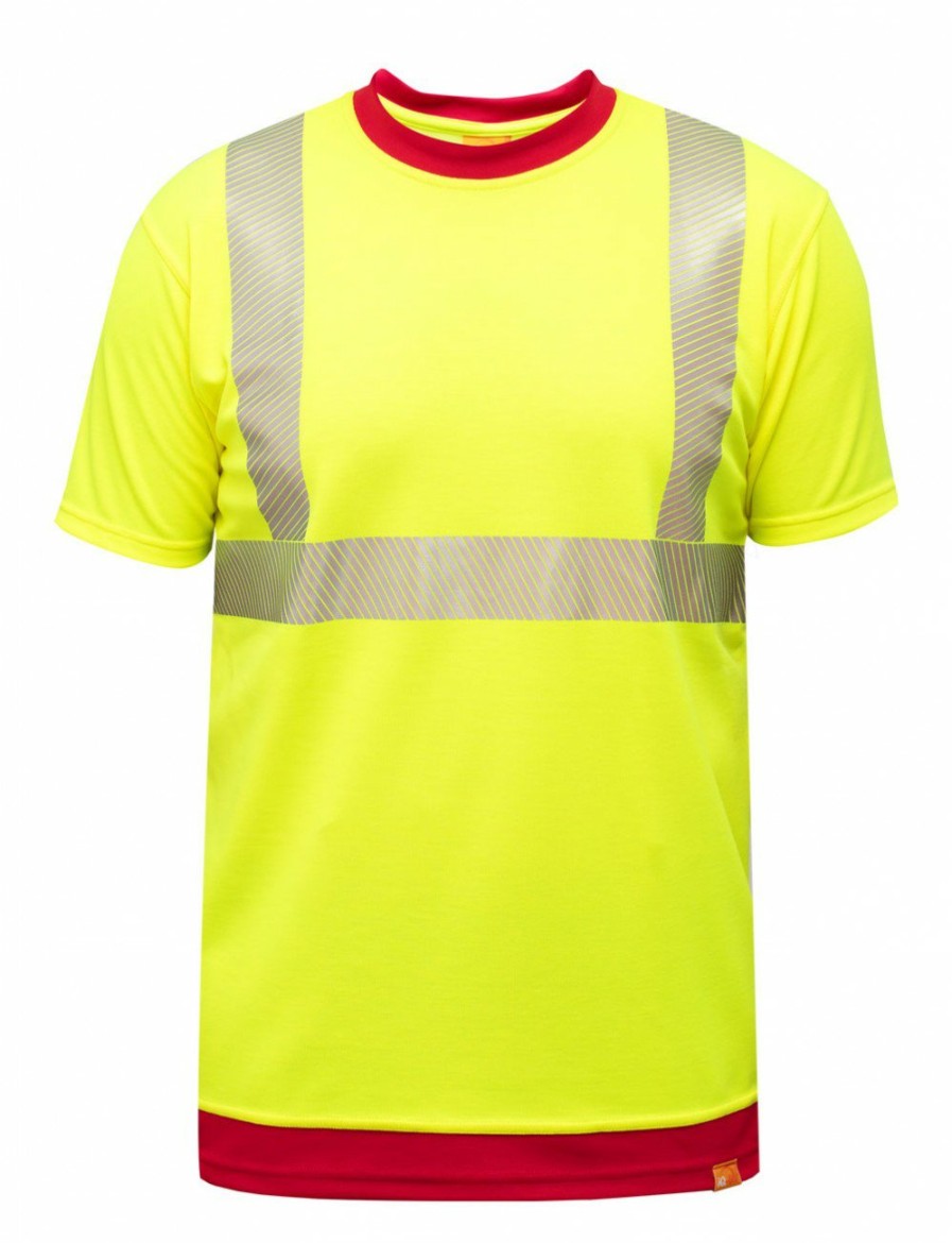 Arbeitsschutz IQ UV | Uv T-Shirt Rettungsdienst S-K2 Gelb Hochsichtbar Reflexstreifen