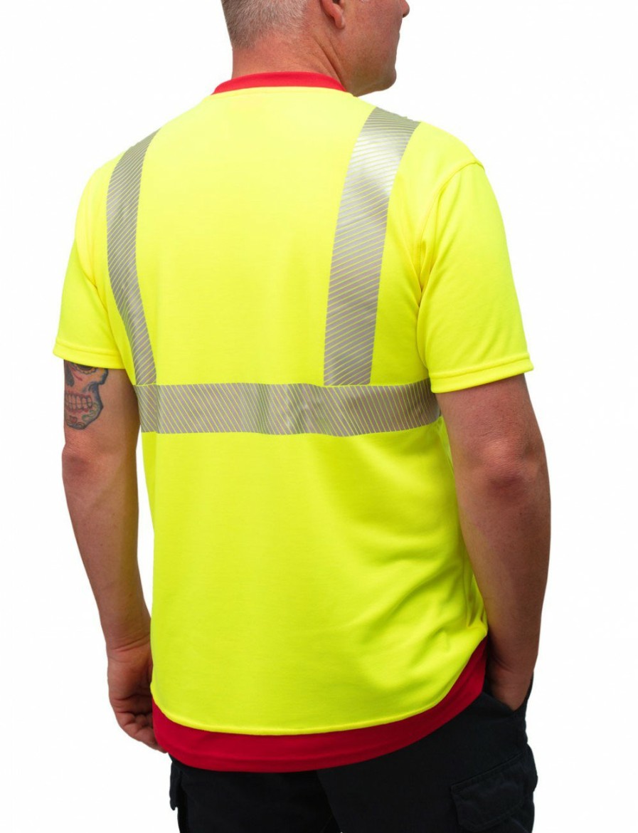 Arbeitsschutz IQ UV | Uv T-Shirt Rettungsdienst S-K2 Gelb Hochsichtbar Reflexstreifen